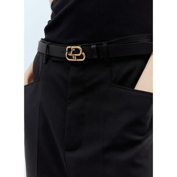 Women’s Gold/black Leather Belts For Jeans Dresses Fashion Gold Buckle Belt - Picture 3 of 3